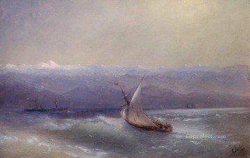 Mar en el fondo de las montañas 1880 Romántico Ivan Aivazovsky Ruso Pinturas al óleo
